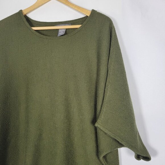Kate & Mallory Elbow-Length Dolman Sleeve Green Fringed Hem Sweater Size XL - Picture 3 of 10
